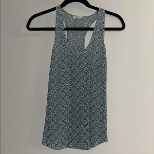 Patterned Sleeveless Top - Blue and White